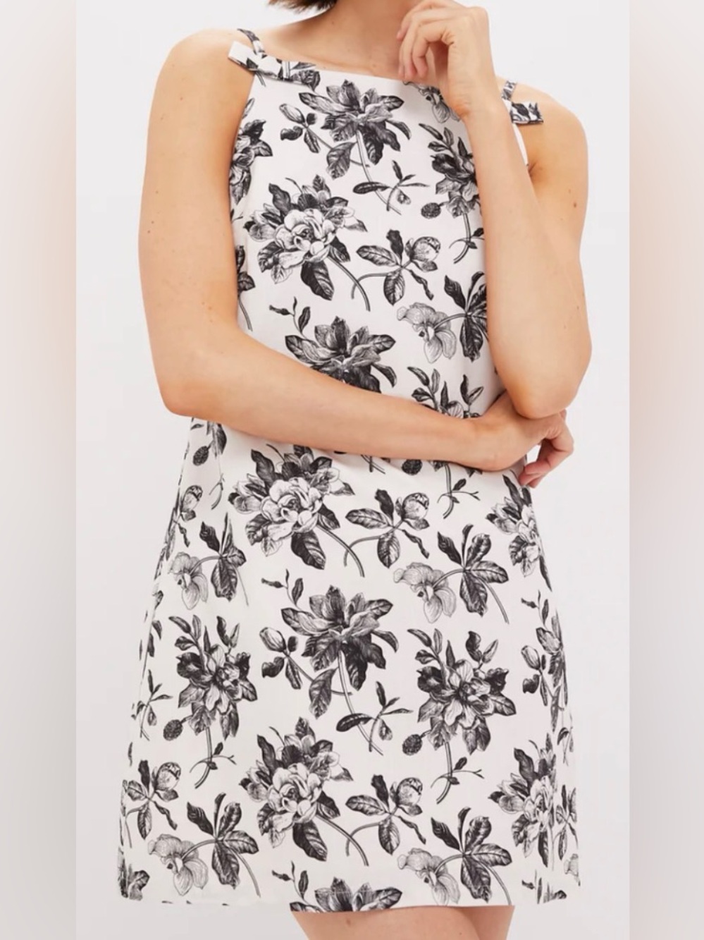 Hyacinth House Dalton Dress - Black & White Floral Bow Strap - Worn Once